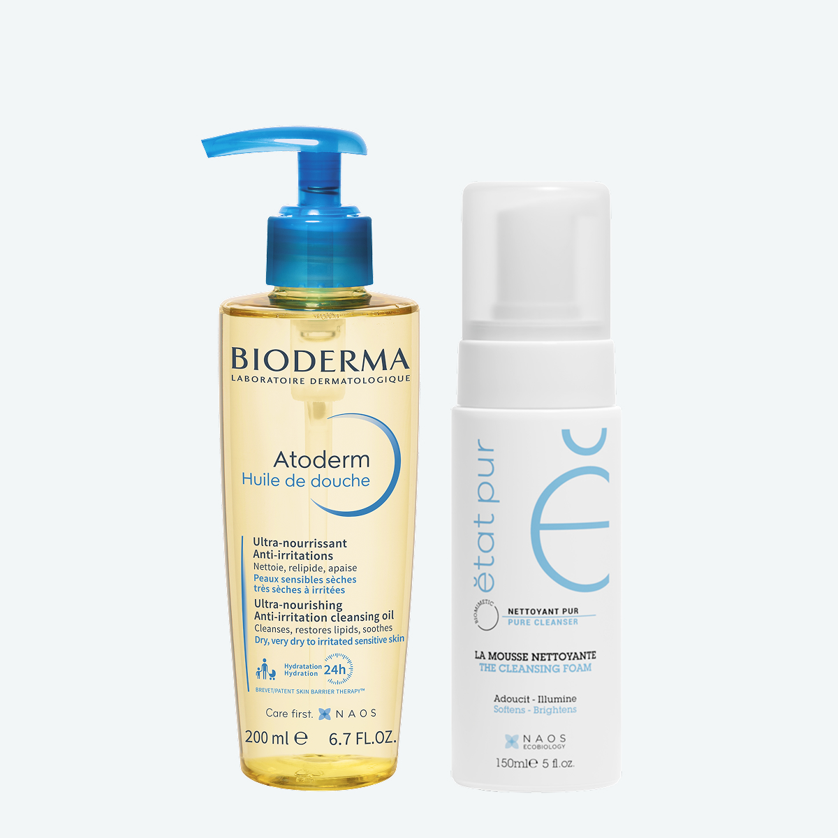 Набор Bioderma Atoderm Масло для душа, 200 мл + Etat Pur Очищающий мусс, 150 мл