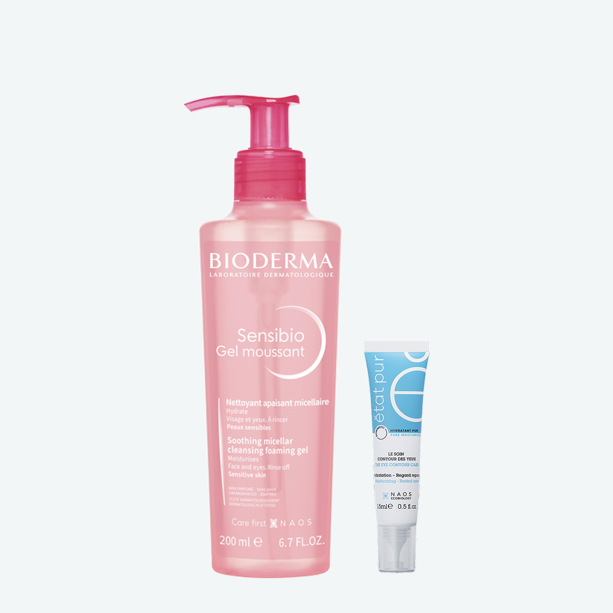 Набор Bioderma Sensibio Гель для умывания, 200 мл + Etat Pur Увлажняющий флюид для области контура глаз, 15 мл BIODERMA Бережное очищение и уход за областью вокруг глаз, фото
