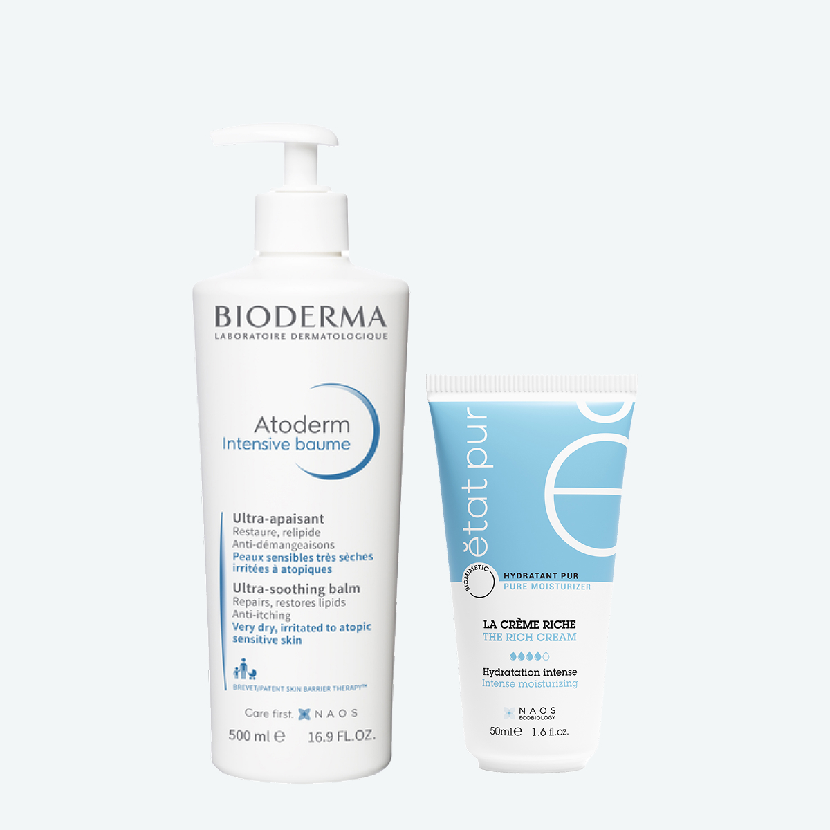 Набор Bioderma Atoderm Бальзам Интенсив, 500 мл + Etat Pur Увлажняющий крем с насыщенной текстурой, 40 мл
