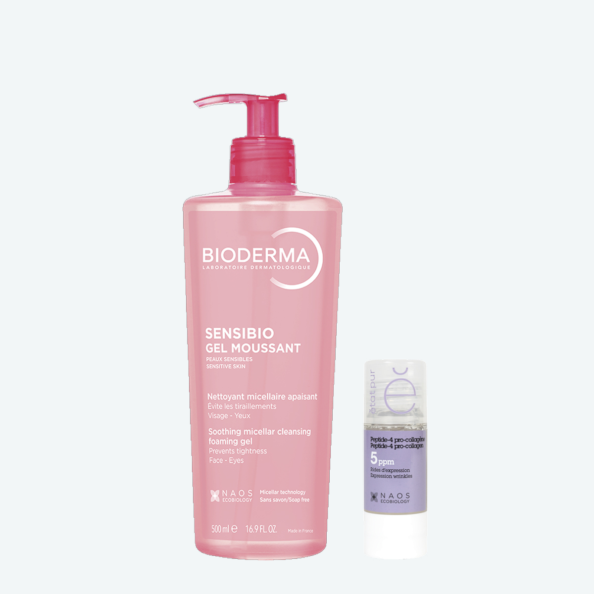 Набор Bioderma Sensibio Гель для умывания, 500 мл + Etat Pur Сыворотка с пептид-4 про-коллагеном BIODERMA Разглаживание мимических морщин, фото