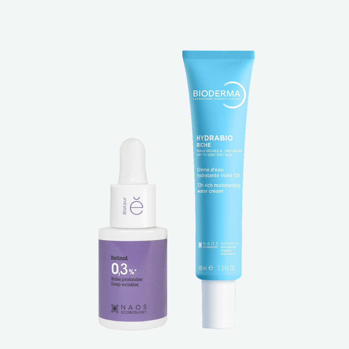 Набор Bioderma Hydrabio Крем, 50 мл + Etat Pur Сыворотка с ретинолом 0,3% BIODERMA Разглаживание морщин, фото