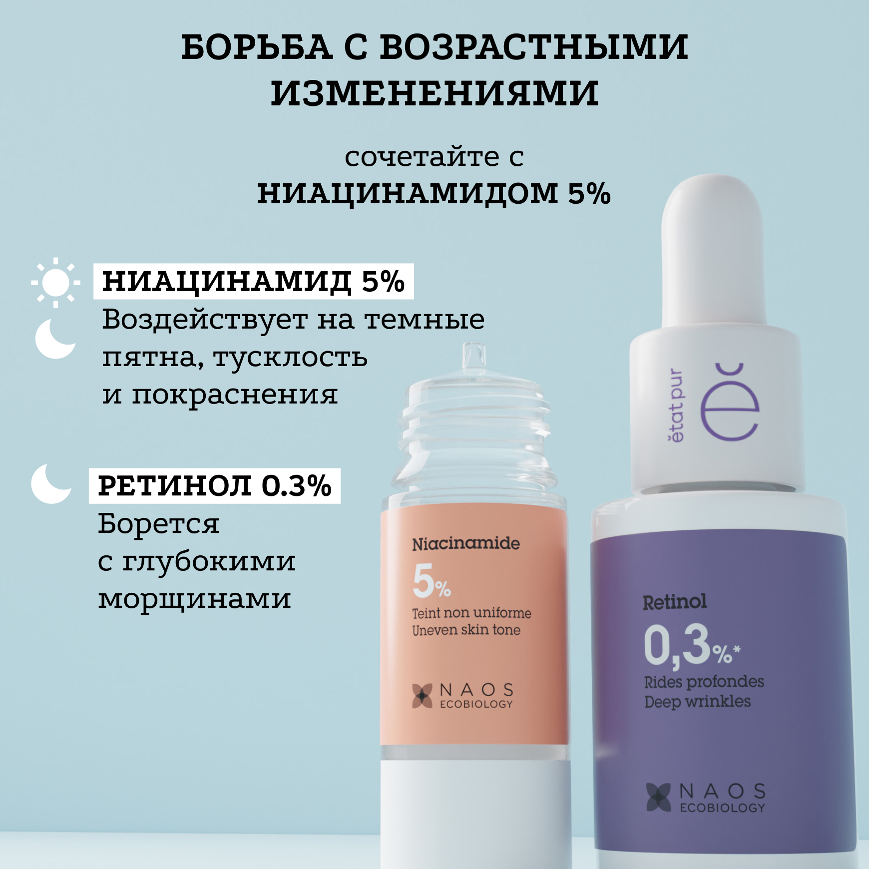 Активные молекулы Сыворотка с ретинолом 0,3% Etat Pur Разглаживает глубокие и мелкие морщины миниатюра 7