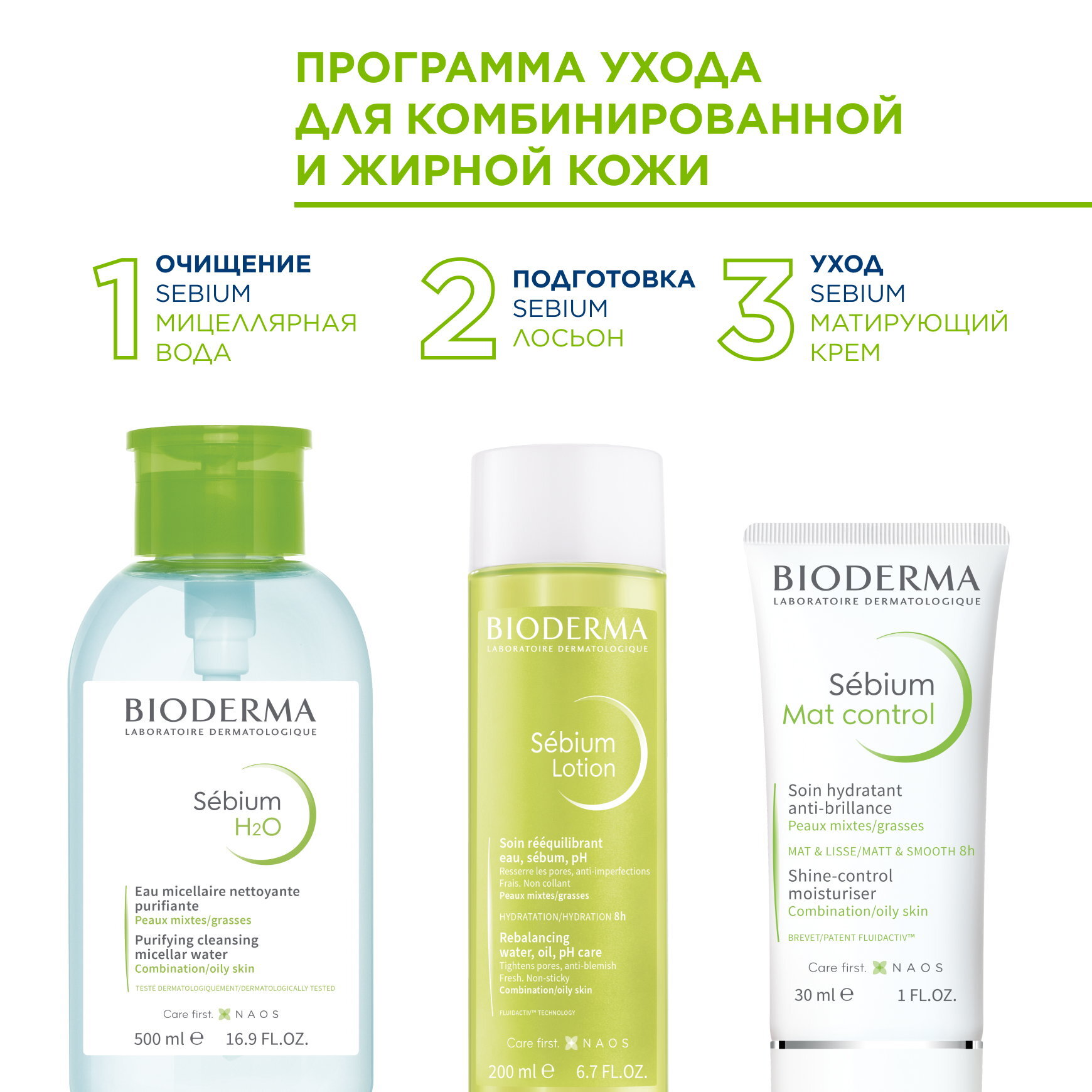 Sébium Мицеллярная вода для жирной и проблемной кожи с помпой BIODERMA Очищает кожу, нормализуя выработку себума миниатюра 7