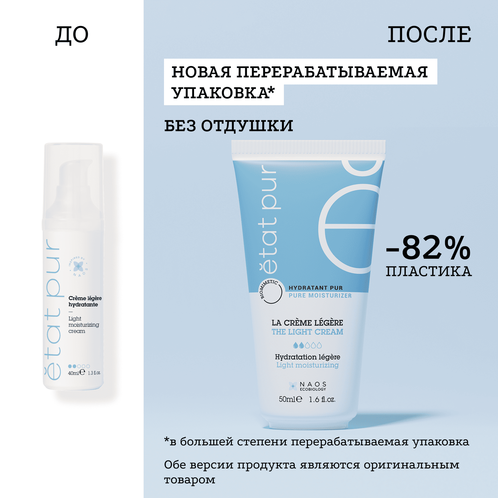Очищение Увлажняющий крем с легкой текстурой Etat Pur Увлажнение с невесомой текстурой миниатюра 2