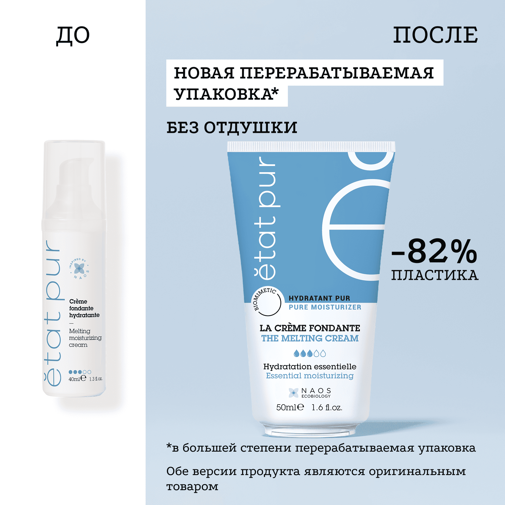Очищение Увлажняющий крем с легкой тающей текстурой Etat Pur Увлажнение с легкой текстурой миниатюра 2