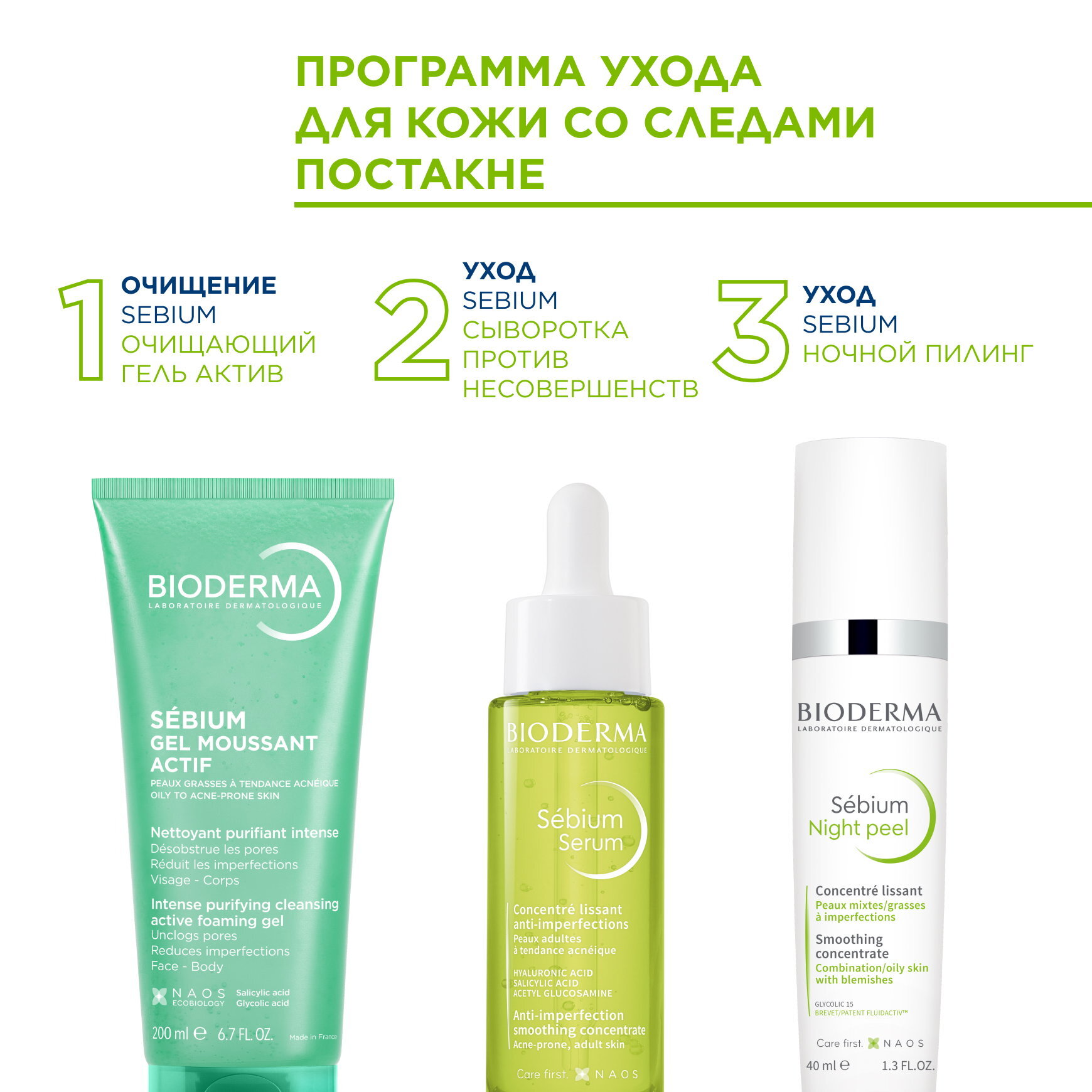 Sébium Ночной пилинг BIODERMA Отшелушивающий ночной гель с 15 % гликолевой кислоты миниатюра 7