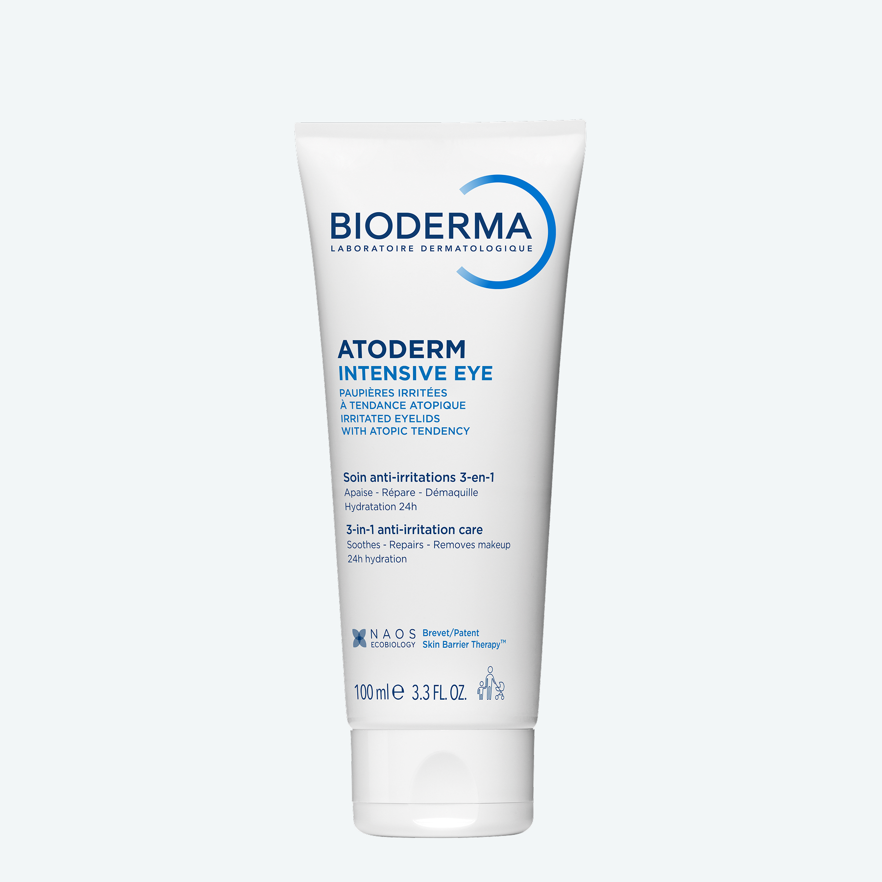 Atoderm Интенсивный уход за областью вокруг глаз 3-в-1 BIODERMA Ежедневное средство для раздраженной кожи век миниатюра