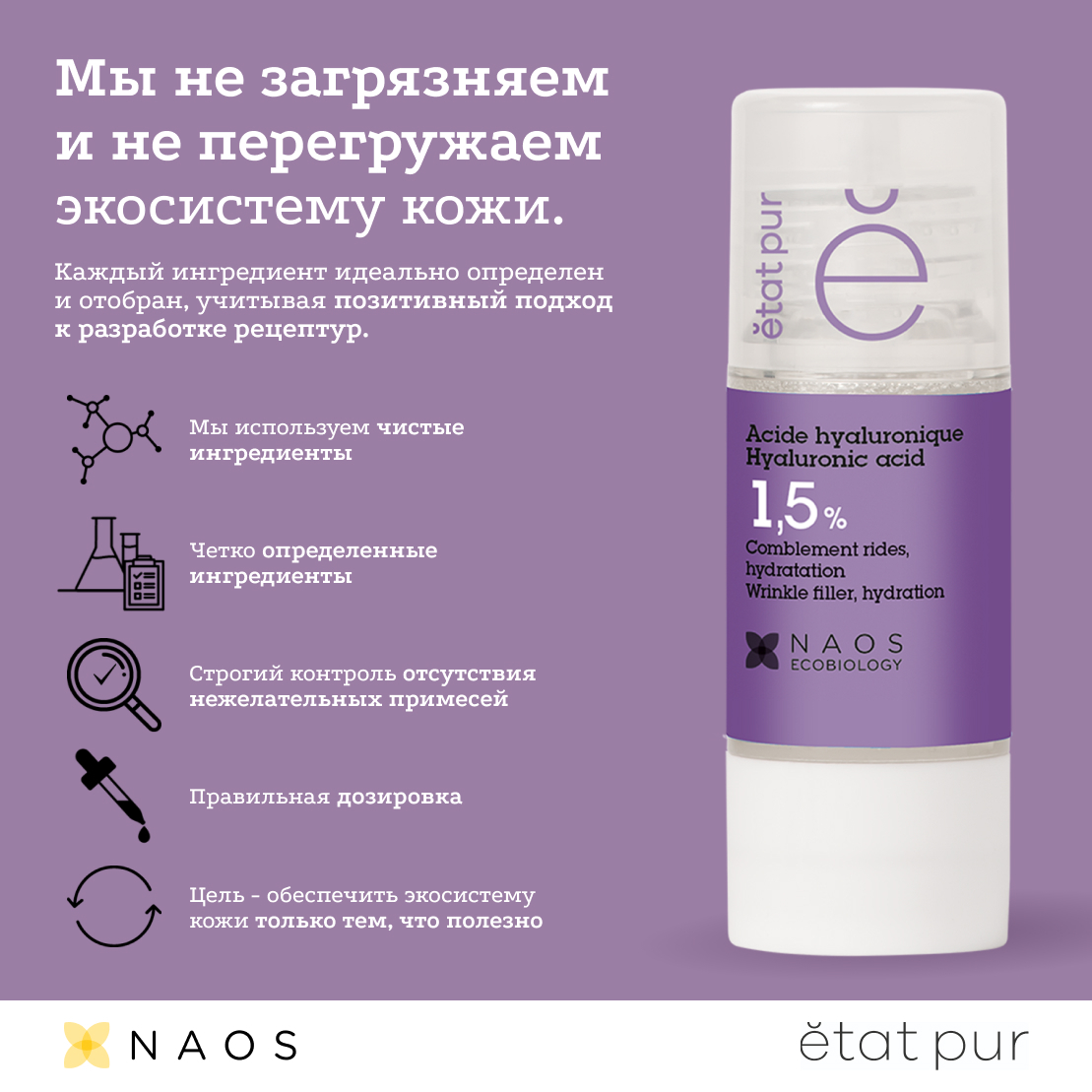 Активные молекулы Сыворотка с гиалуроновой кислотой Etat Pur Разглаживает морщины, увлажняет, повышает упругость кожи миниатюра 8