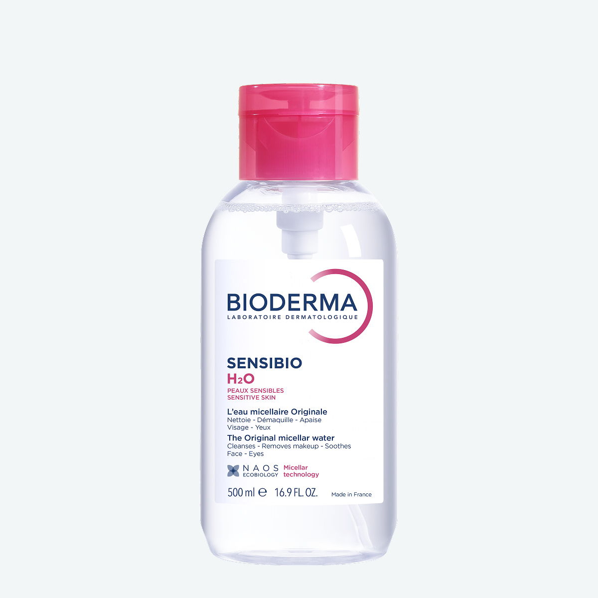 Sensibio Мицеллярная вода для чувствительной кожи с помпой BIODERMA Деликатное очищение кожи в удобном формате миниатюра