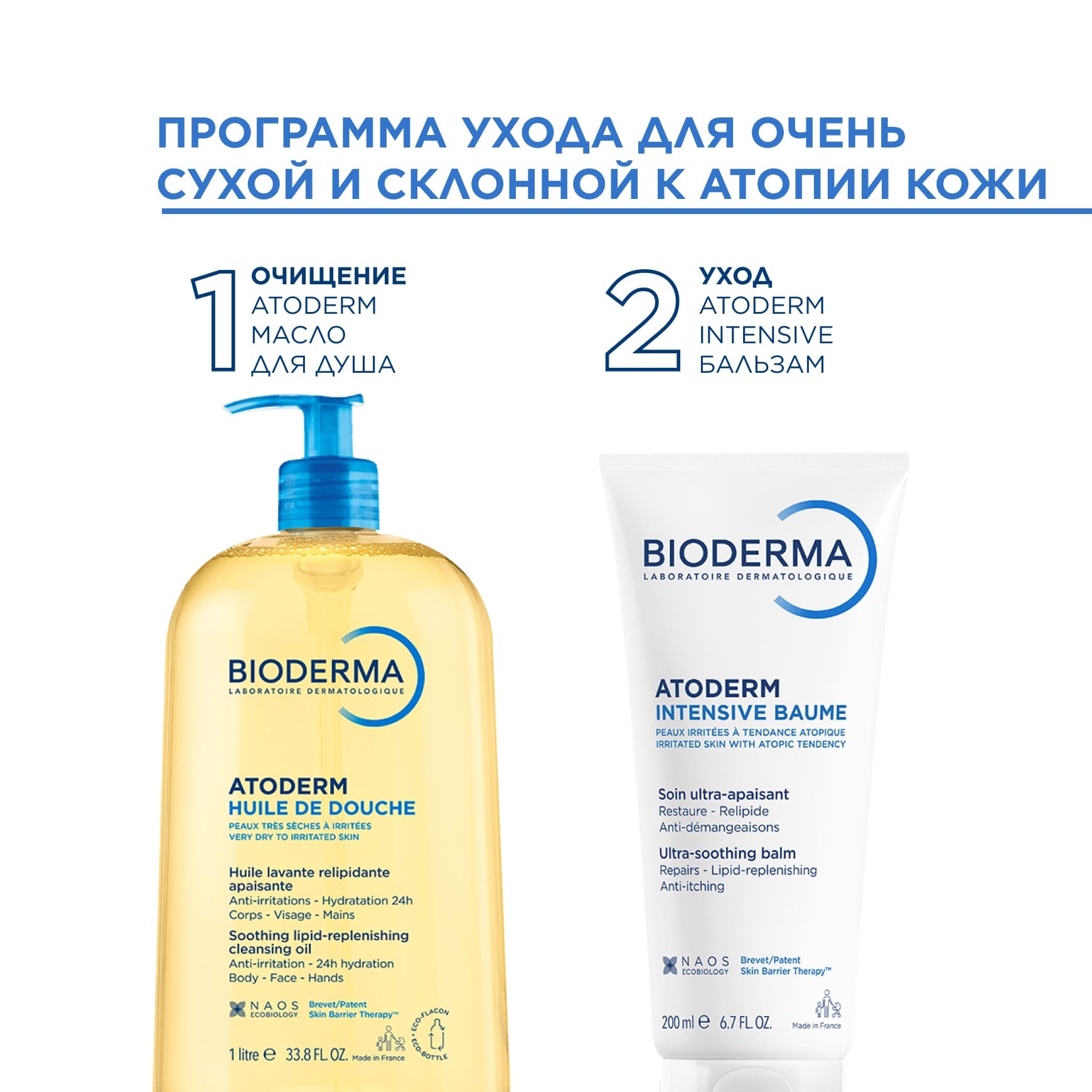 Atoderm Intensive Липидовосстанавливающий бальзам BIODERMA Эмолент для сухой, склонной к атопии кожи лица и тела миниатюра 7