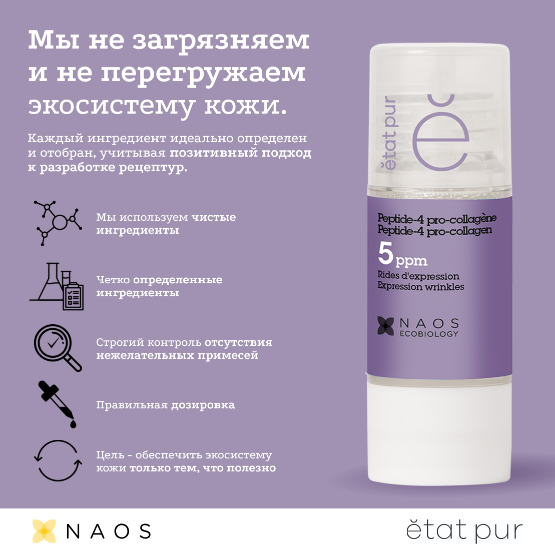 Активные молекулы Сыворотка с пептид-4 про-коллагеном Etat Pur Разглаживает мимические морщины миниатюра 6
