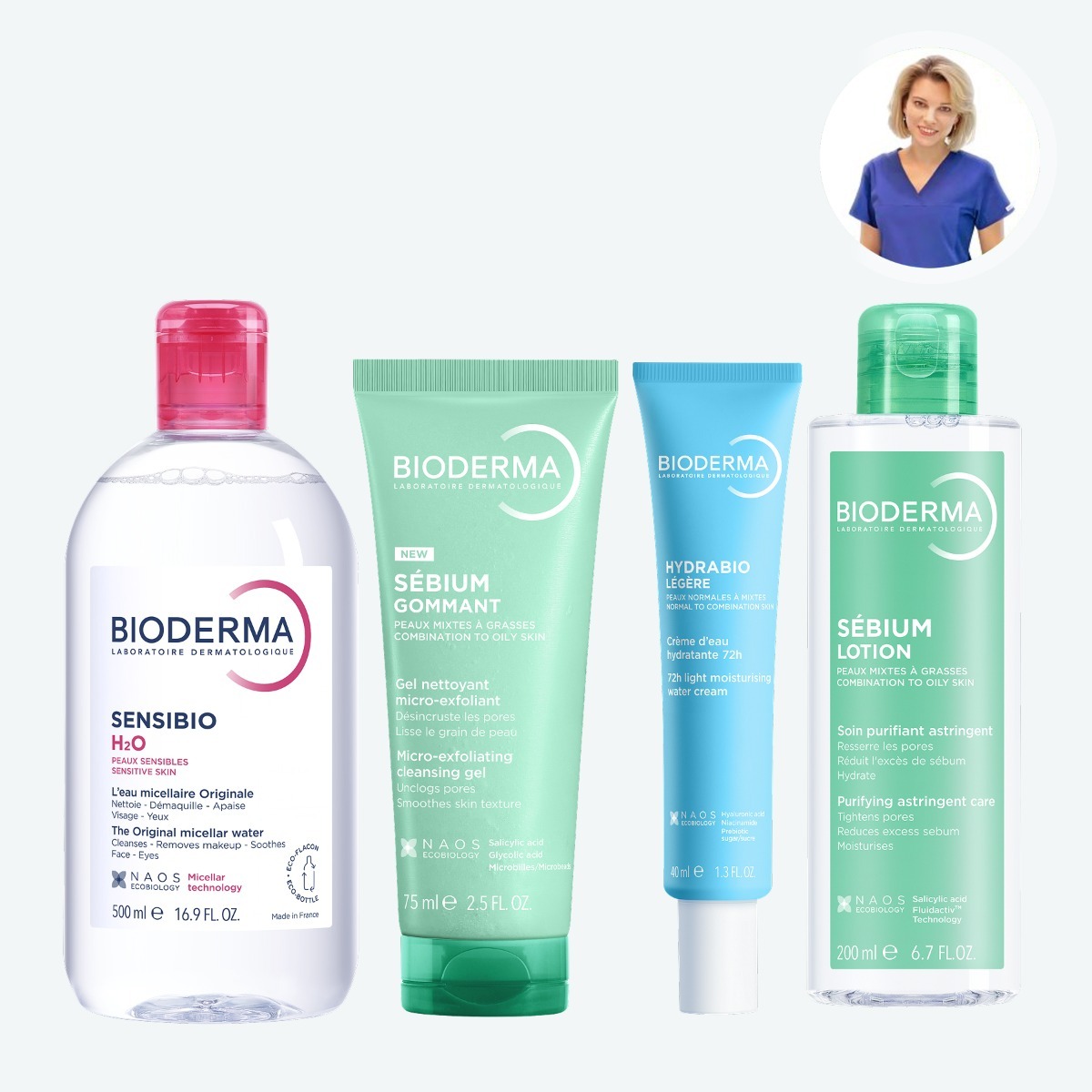 Набор для обезвоженной кожи с комедонами BIODERMA Комплекс для очищения и увлажнения, фото