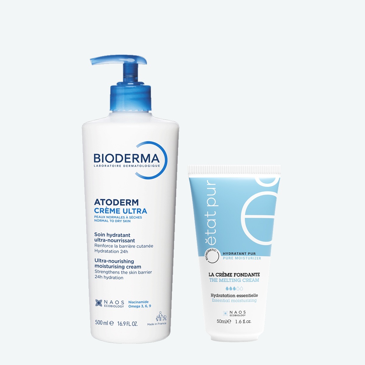 Набор Bioderma Atoderm Крем Ультра, 500 мл + Etat Pur Увлажняющий крем с легкой тающей текстурой, 40 мл BIODERMA Увлажнение для лица и тела, фото